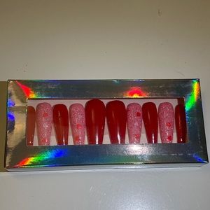 Red and Pink Press on nails